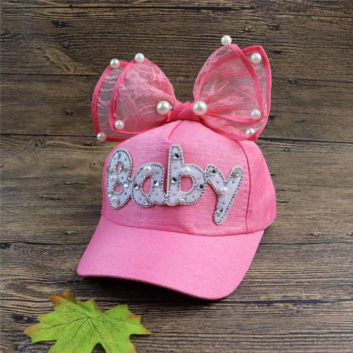 Summer BABY Bow Beads Girls Children's Baseball Cap