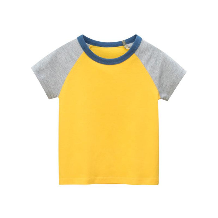 Children's short sleeved T-shirt sleeve solid colour no pattern