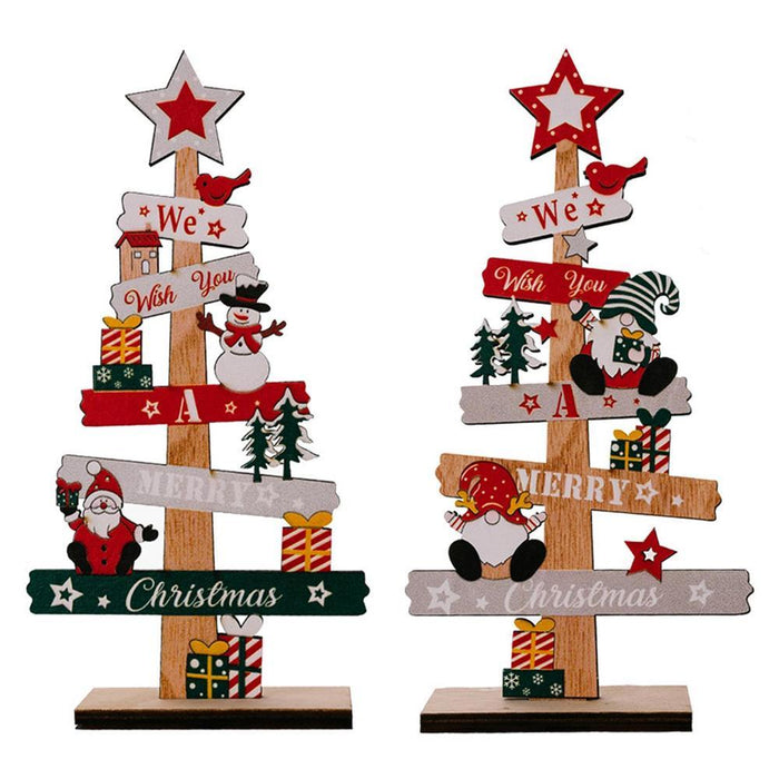 Wooden Desktop Christmas Tree Santa Claus DIY Decoration