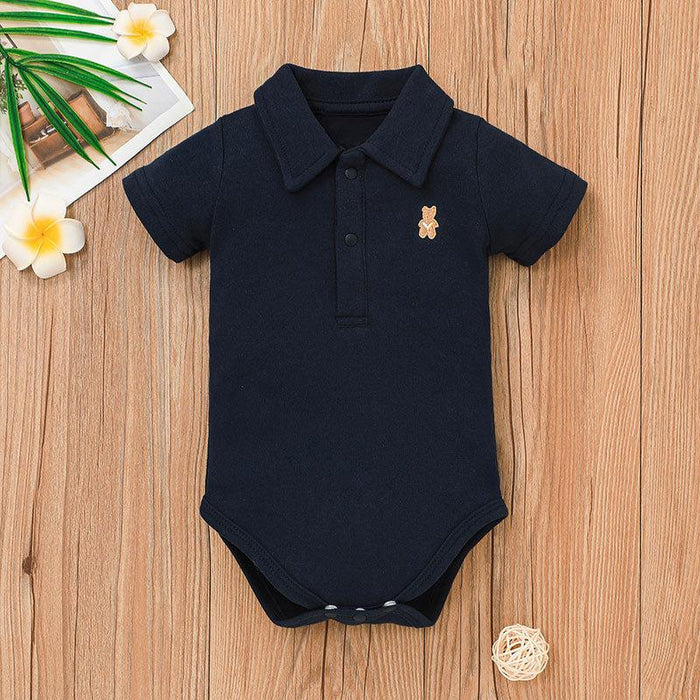 Baby Solid Color Gentleman Romper Infant Cute Bodysuit