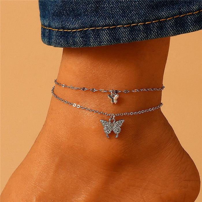 Double Layer Butterfly Anklet