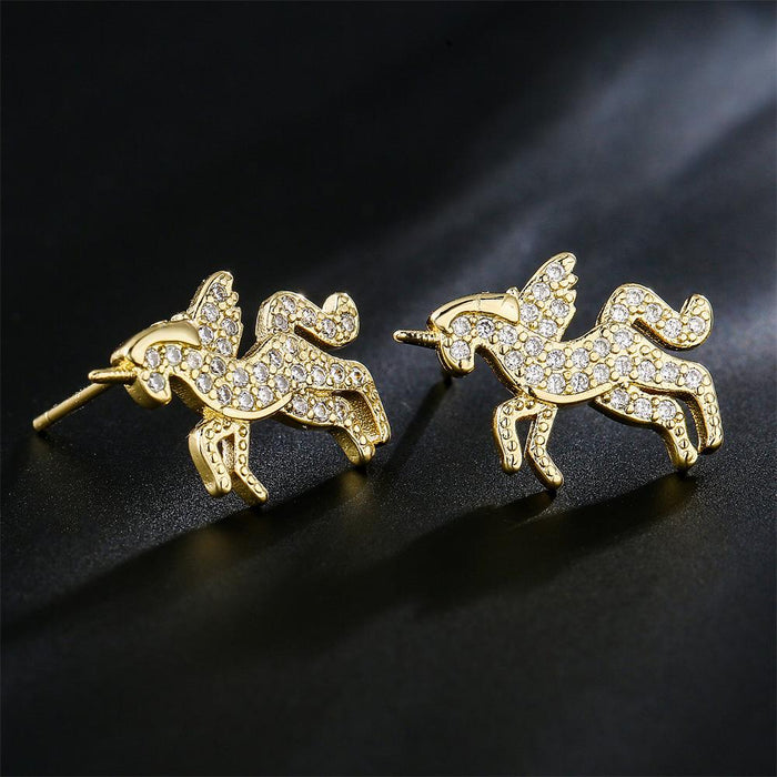 Fashion Personality Pop Unicorn Lady Animal Stud Earrings