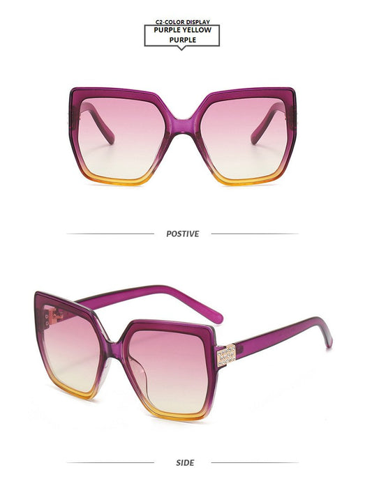 Retro large frame cat's eye square Sunglasses