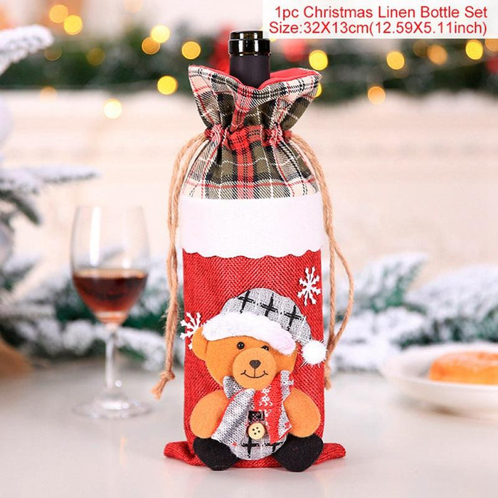 Christmas Decorations For Home Santa Claus Wine Bottle Cover