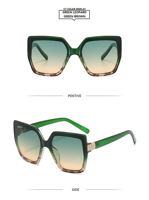 Retro large frame cat's eye square Sunglasses