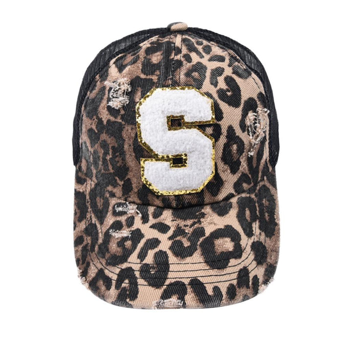 26 Letters Leopard Print Baseball Cap