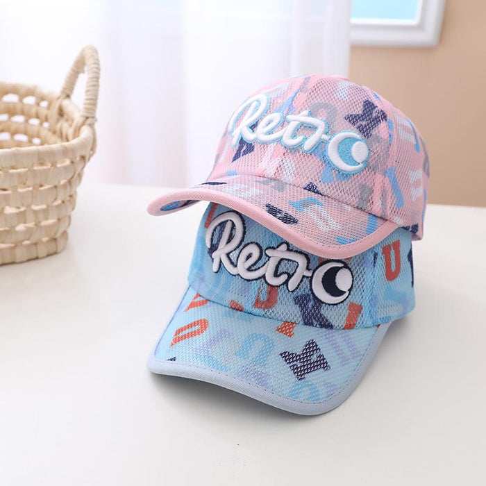 Summer 3D Embroidery English Alphabet Children's Mesh Hat