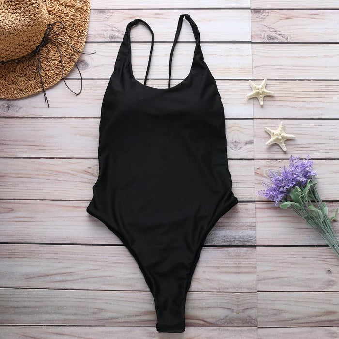 Sexy Simple Solid Color One-piece Bikini Swimsuit