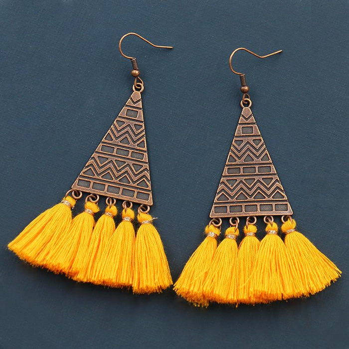 Vintage Tassel Earrings Women's Bohemian Long Pendant Earrings