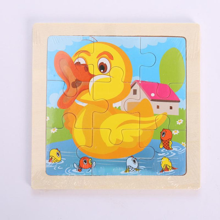 Wooden Children Cartoon Early Education Puzzle Toy