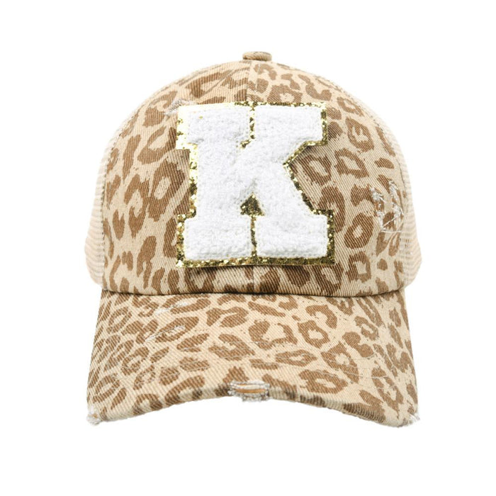 New Leopard 26 Letter Baseball Cap Sports Permeable Mesh Cap