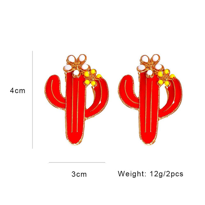 New Print Creative Cactus Fashion Female Earrings Accessories