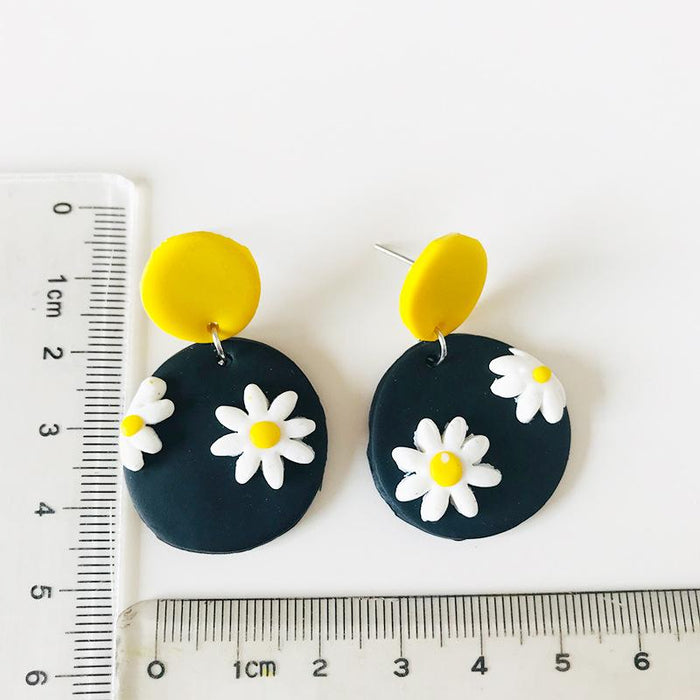 New Sunflower Soft Pottery Cute Simple Earrings Jewelry