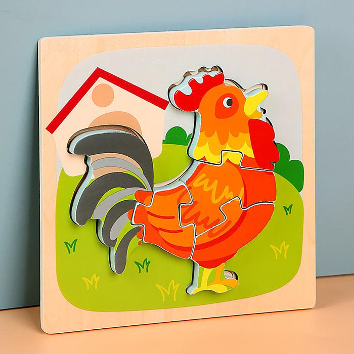 Wooden Children Cartoon Three-dimensional Puzzle Toy