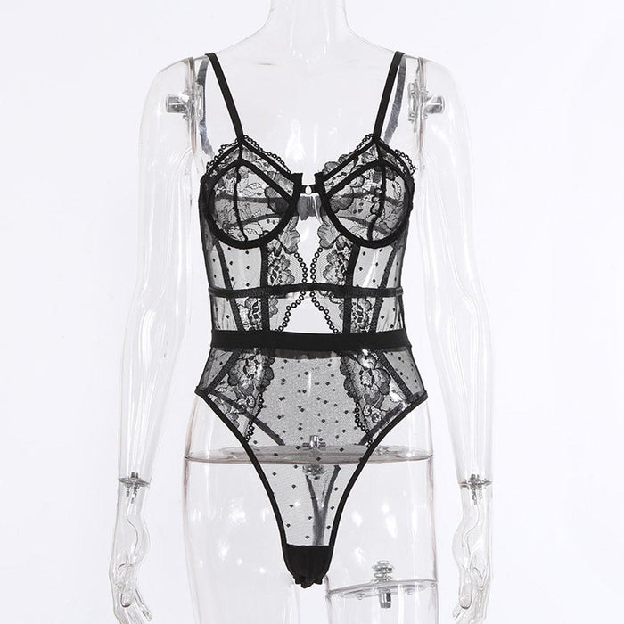 Lace Stitching Sexy Lingerie Women Base Layer Bodysuit