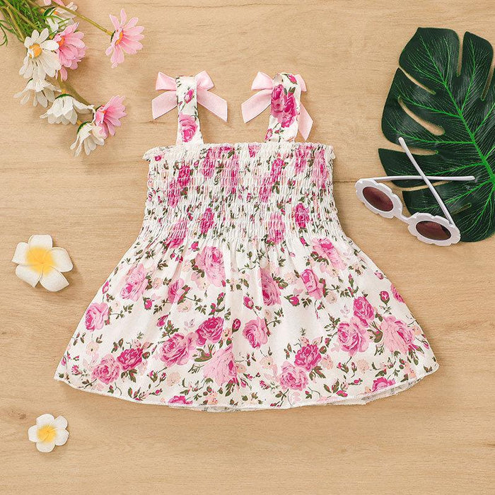 Girl Flower Baby Skirt Sweet Print Suspender Skirt