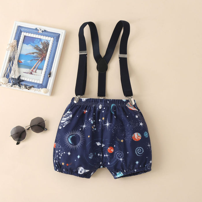 Children's digital cartoon strap printed star two piece set