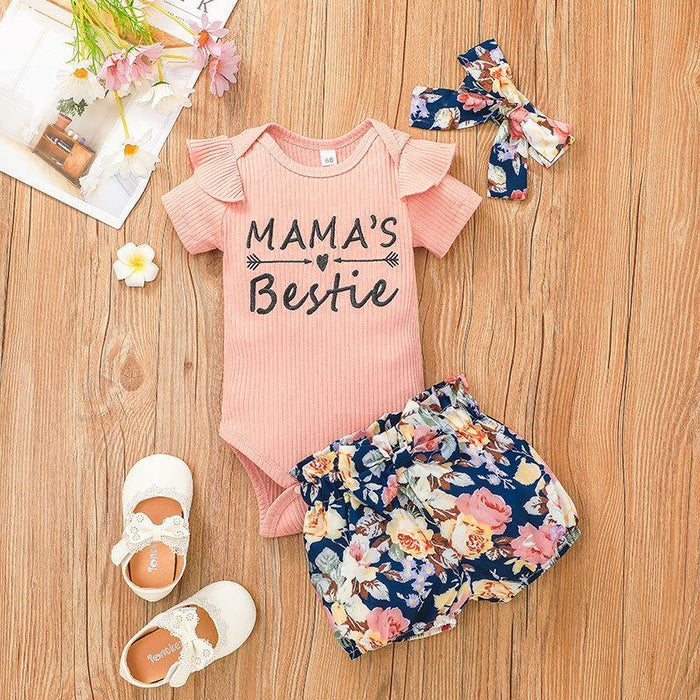 Infant Floral Jumpsuit + Shorts + Headband Set