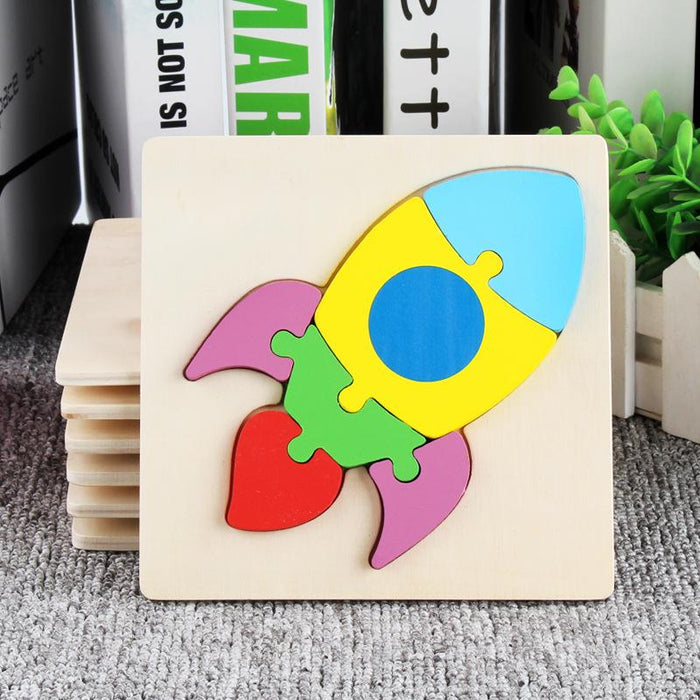 Children's Wooden Cartoon Animal Stereo Puzzle Toy