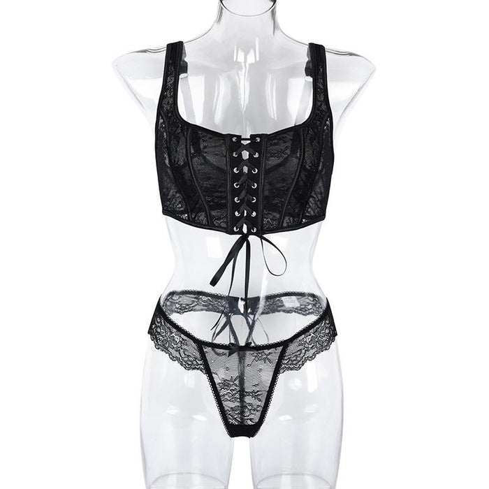 Fashion Lace Sexy Suspender Lingerie Split Underwear Set