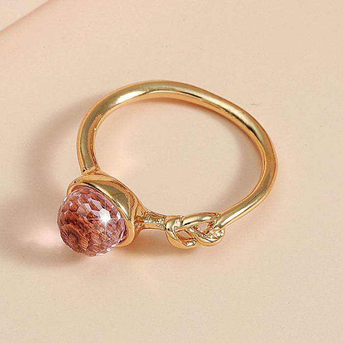 Fashion Creative Knotting Hemispherical Crystal Ring