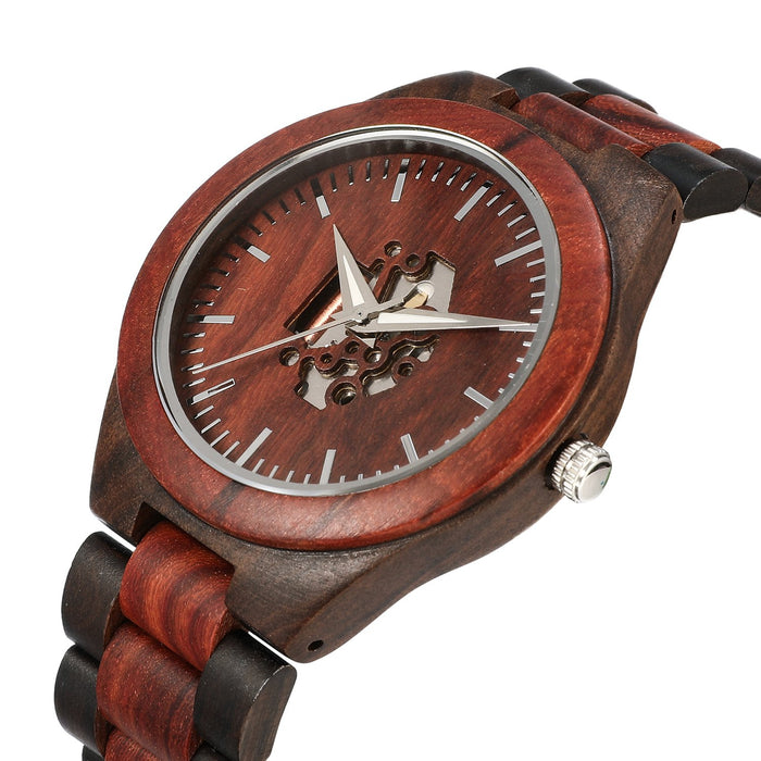 New Men's Hollow Wooden Watch Wooden Quartz Watch