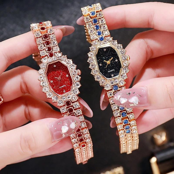 Fashion Women Dress Watches Luxury Crystal Bracelet Quartz Wristwatch Casual