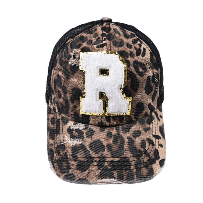 26 Letters Leopard Print Baseball Cap