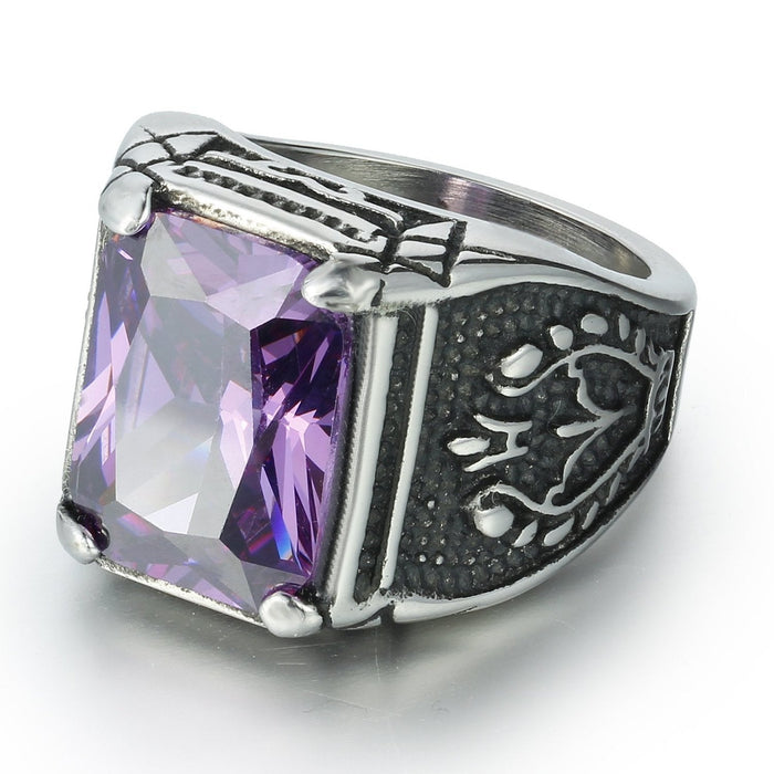 Fashon Jewelry Purple Zircon Anqutie Silver colour Rings