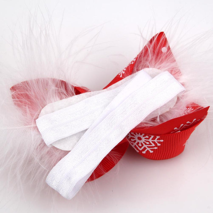 Children's Christmas Hair Bow Feather Baby Headband