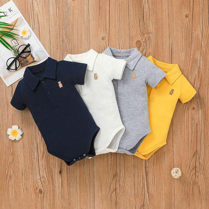 Baby Solid Color Gentleman Romper Infant Cute Bodysuit