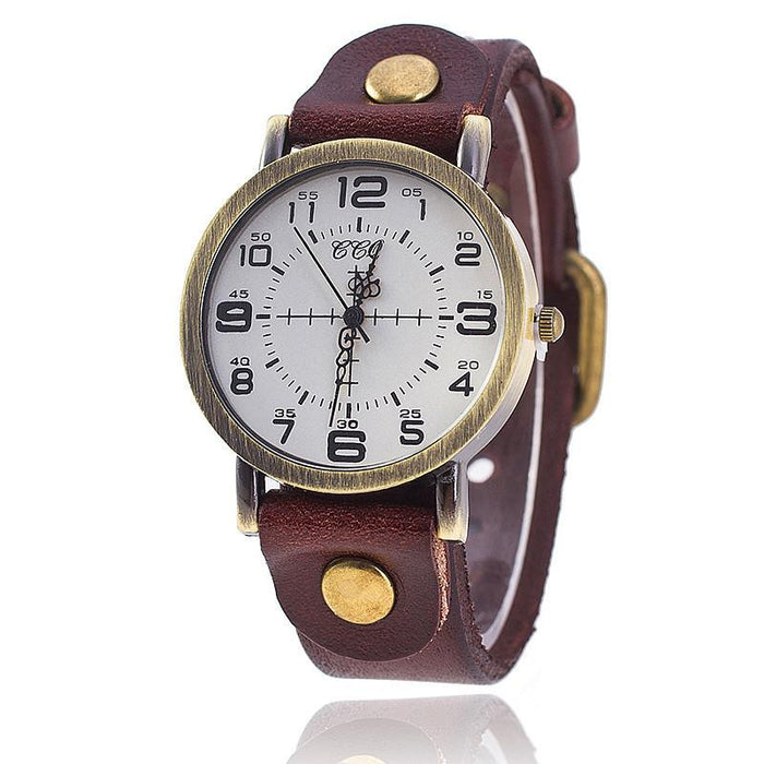 Leather Belt Vintage Neutral Watch Leisure Quartz Women's Wristwatch