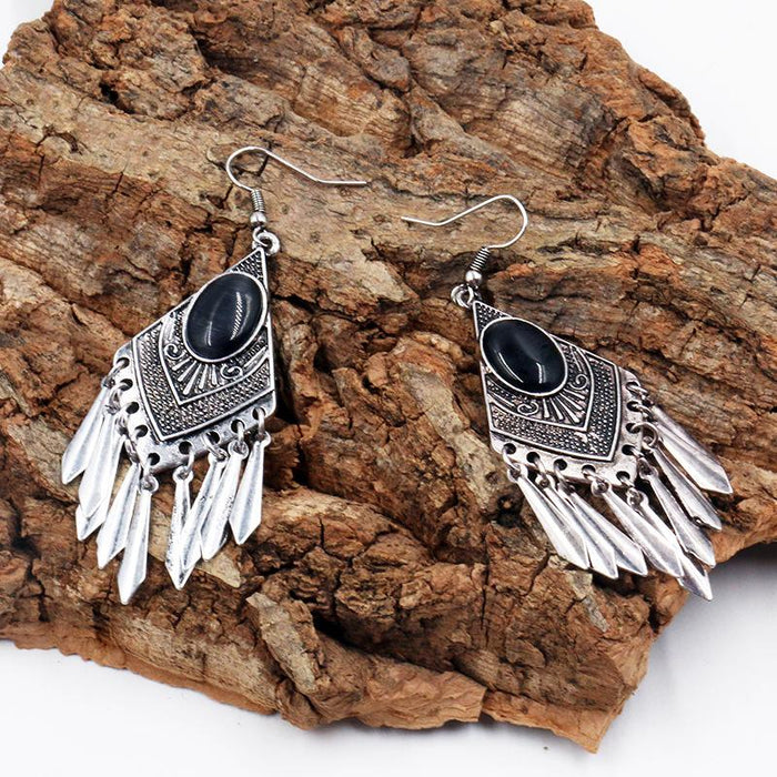 Fashion Diamond Alloy Creative Vintage Silver Tassel Earrings