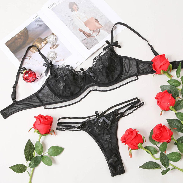 Fashion Butterfly Embroidered Underwear Sexy Lingerie Set