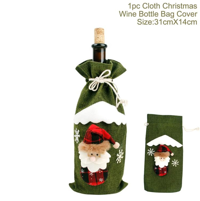 Christmas Decorations For Home Santa Claus Wine Bottle Cover