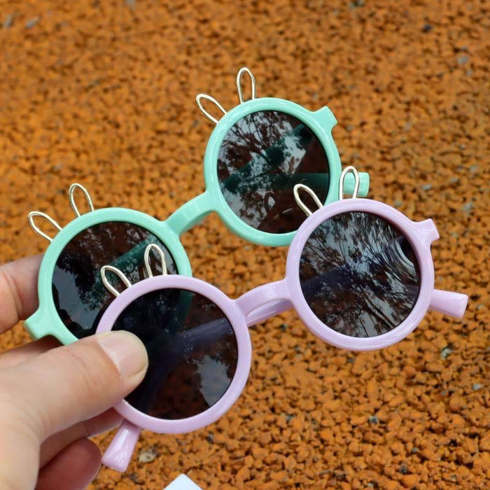 Children's Sunglasses lovely round frame rabbit ear glasses