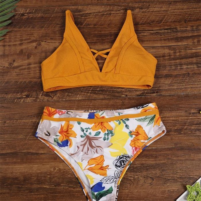 High Waist Bikini Sexy Hollow Gathered Swimsuit