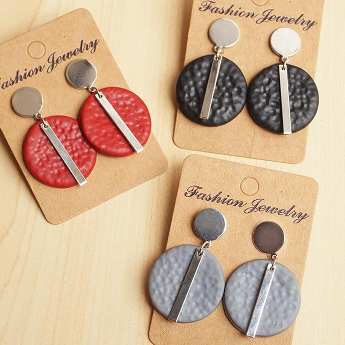 New Handmade Geometric Metal Soft Pottery Design Sense Earrings