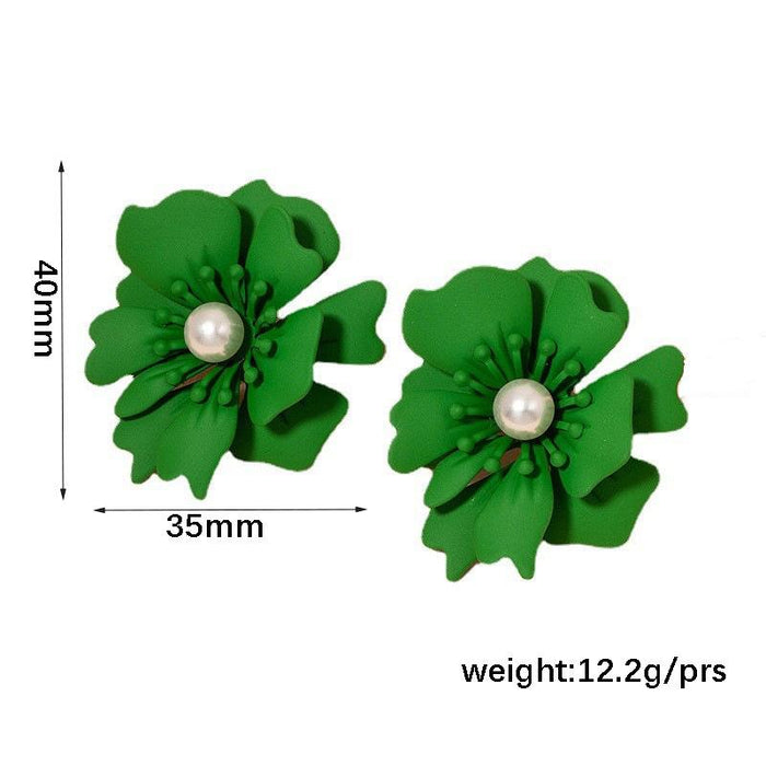 New Creative Fashion Solid colour Flower Earrings