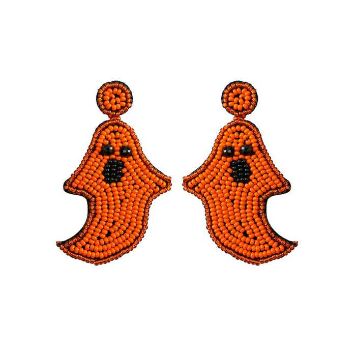 Handmade Woven Ghost Halloween Earrings Female Personality Rice Beads Earrings