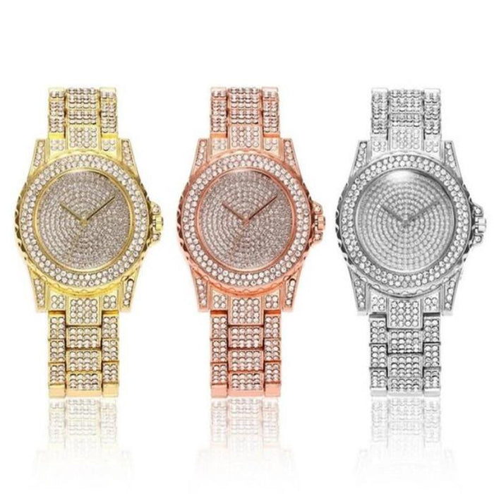 Women Silver Watches Bling Casual Ladies Clock Quartz Gold Wristwatch