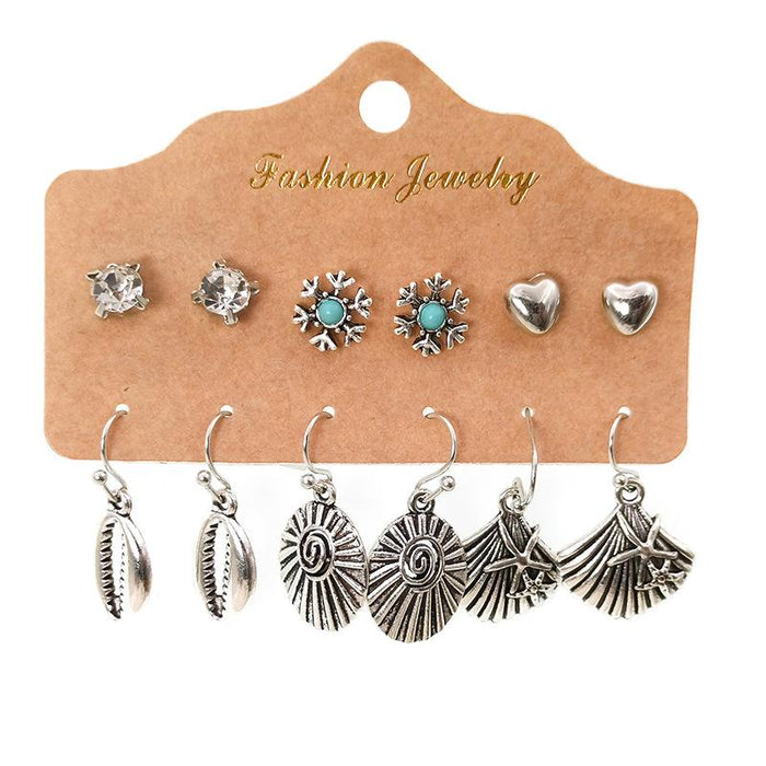 Fashion Creative 6 Piece Set Stud Earrings Women's Jewelry