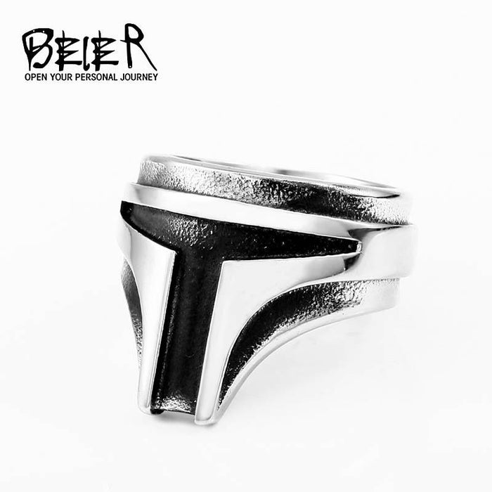 Vintage T-shaped Masked Stainless Steel Ring Men's Jewelry Titanium Steel Ring