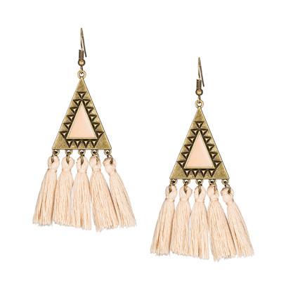 Fashion Ethnic Wool Tassel Pendant Earrings Jewelry