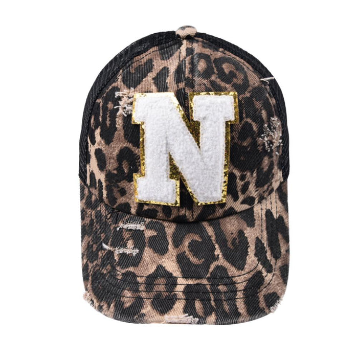 26 Letters Leopard Print Baseball Cap