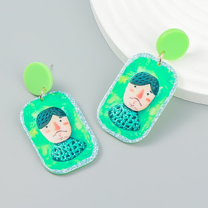 Cartoon Funny Embossed Doll Earrings