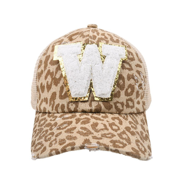 New Leopard 26 Letter Baseball Cap Sports Permeable Mesh Cap