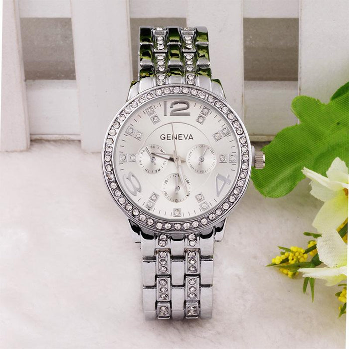 Female Rhinestone Stainless Steel Luxury Quartz Wristwatch