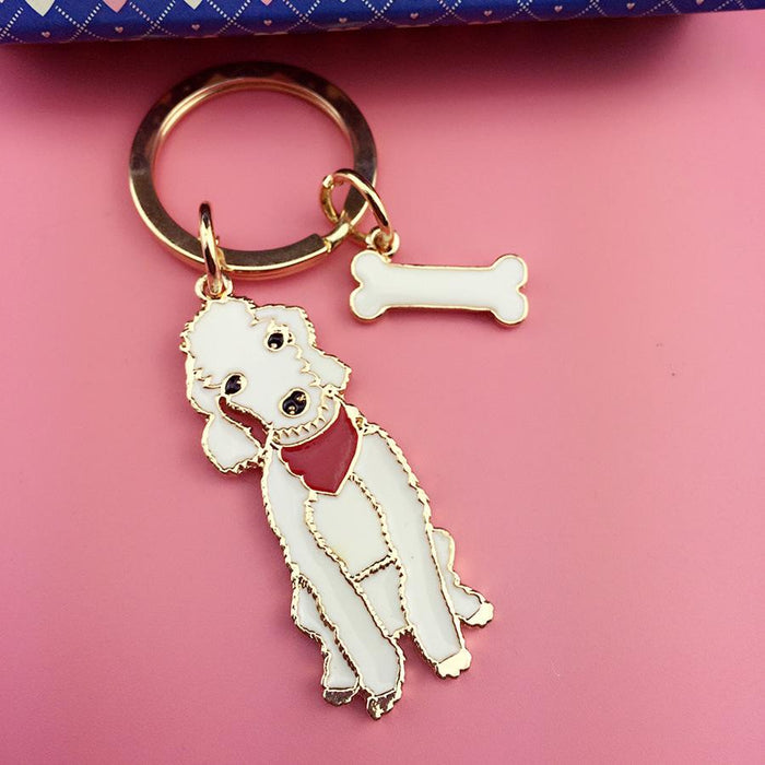 Multicolour Pet Dog Painted Zinc Alloy Keychain