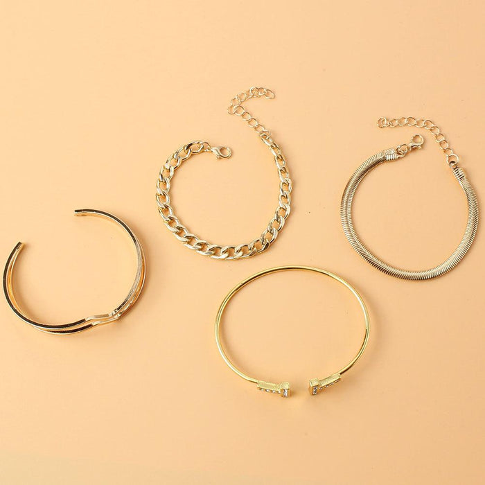 Fashion T-frame Open Bracelet Gold Irregular Multi-layer Bracelet